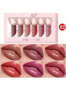 DUNUF High-Shine Lip Gloss 6pcs/Set, Shimmer Pearlescent Lipstick, Easy To Color, Waterproof, Sweat-Proof, Non-Stick To Cup, Non-Fading, Long-Lasting, Exquisite, Suitable For Gifts, Festival Makeup, Performance Makeup, Y2K Makeup Party Beach Travel Holiday Camping Outdoors Present Rose Fashion Girl New Year Cosmetic Cosplay Best Trip Festivals Color Fancy Campus School Charm Vibe Cny Chinese New Year, Valentine's Day Gifts,Vegan,Cruelty Free - 彩色 - 查看 14