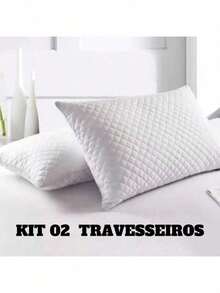 Set Of 2 Comfortable Soft Touch Hypoallergenic Pillows For Bedroom/Bedroom, Medium/Low Support (10 Cm) - trắng - Xem 2