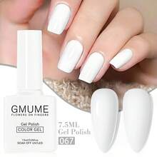 Glossy White Gel Polish, Long Lasting Soak Off UV Nail Glue, 0.26fl.Oz Professional Opaque White Lacquer For Salon & Home Use - 白色 - 查看 5