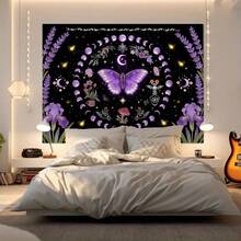 1pc Butterfly Pattern Printed Tapestry, Modern Polyester Square Decorative Wall Hanging Suitable For Living Room And Bedroom - Multicolor - View 6