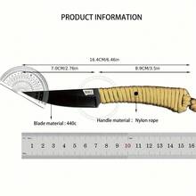 MKC Nylon Rope Mini Fixed Blade Knife 440C Blade With Kydex Sheath Fishing Cutting Outdoor Camping Tools - 黃色 - 查看 11