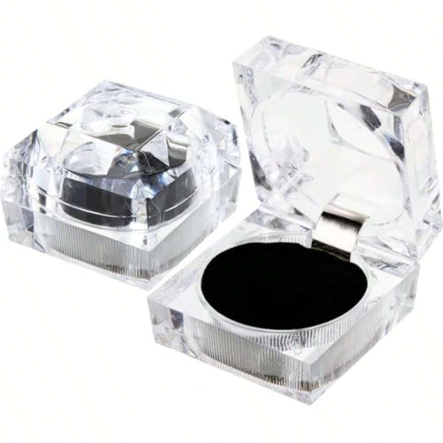 BESPORTBLE Caja De Almacenamiento Para Aretes De AcriLico Transparente 4 Piezas ExhibicioN De Joyeria Y Anillos Con Soporte Multifuncional - como en la foto - Ver 1