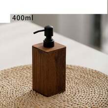 1pc Vintage Wooden Soap Dispenser, Solid Wood Frame With Black Pump, 7oz/17oz Refillable For Hand Soap, Lotion, Dish Soap In Bathroom & Kitchen - Rust Brown - View 5