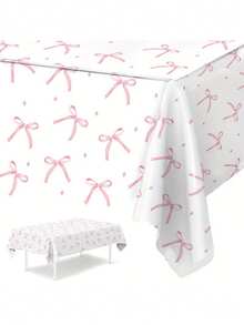 1 szt. Różowy kokardkowy jednorazowy plastikowy obrus - 220 x 130 cm Elegancka dekoracja na przyjęcia weselne, wieczory panieńskie, urodziny i uroczystości Stoły recepcyjne Ubrania Lekki materiał Łatwe czyszczenie Organizatorzy wydarzeń Dom - Wielokolorowe - Zobacz 1