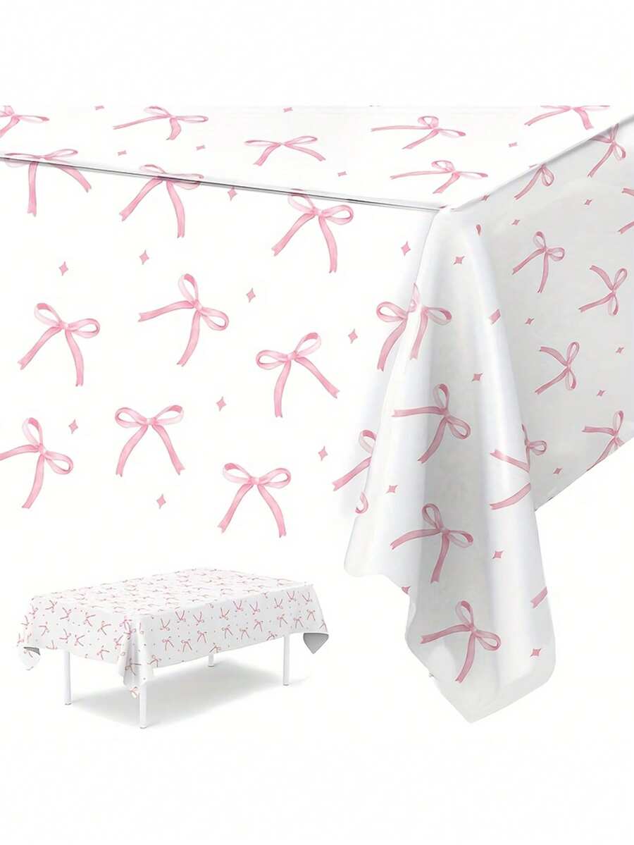 1 szt. Różowy kokardkowy jednorazowy plastikowy obrus - 220 x 130 cm Elegancka dekoracja na przyjęcia weselne, wieczory panieńskie, urodziny i uroczystości Stoły recepcyjne Ubrania Lekki materiał Łatwe czyszczenie Organizatorzy wydarzeń Dom - Wielokolorowe - Zobacz 1