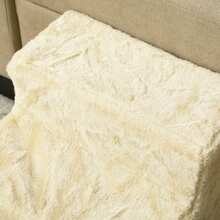 PawHut 3-Step Pet Stairs, 35 Cm, Plush-Look, Cat Stairs For Bed, Sofa, Cats Up To 4.5 Kg, Beige - Beige - View 6