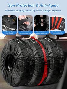汽车轮胎罩 – 防水、防尘、防紫外线，适用于备胎、雪地胎和普通轮胎，采用 210D 牛津布面料，带工具袋、可调节扣环和收纳袋，备胎罩，轮胎保护罩 - 彩色 - 查看 7