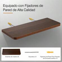 MXOIFE Set de 6 Repisas Flotantes de MaderaEstante Flotante Minimalistas Pantalla Colgante rativa Soportan asta 10 kg para ración de rar tu Cocina Sala Baño Cuarto Marrón (40 x 15 ) - Marrn - Ver 4