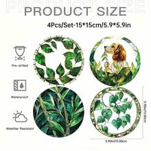 Round Acrylic Sign With Fresh Green Leaves And Sunshine Design - Colorful Stained Glass Style Window Hanging Decor, Suitable For Home, Spring And Summer Decor, Farmhouse Style Plastic, Sunshine Decor | Fresh Green Leaves Design | Durable Plastic, Sunshine Catcher Decor - Acrylic-round - View 14