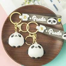 AD 1PC Cute Panda Keychain With Bamboo, Soft PVC Hugging Panda Keyring & Bag Charm, Internet Famous Sichuan Souvenir Gift - one-size - View 6