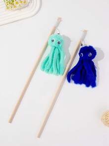 1pc/2pcs Pet Cat Plush Octopus Teaser Wand Doll - Multicolor - View 21
