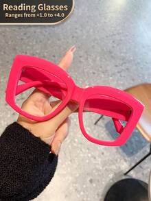 LiMiaoMiao 1pc Oversized Cat Eye Reading Glasses For Men & Women, Vintage Style, Clear Lens, Computer/Reading Magnifier Glasses +1.0 To +4.0 - 透明 - 查看 10