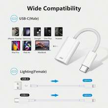 1-3个USB Type-C转IOS耳机音频适配器线，兼容 17/16/15 Pro Max Type-C转iOS适配器耳机转换器，适用于iPad Pro - 白色 - 查看 4