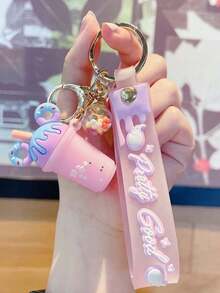 1pc, Creative Ice Cream Milk Tea Cup Keychain Pendant Fashion Gift Student Friend Car Bag Pendant Gift Creative Keychain, Backpack Pendant, Bag Charms, Birthday Gifts, Party Favors