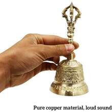 Campana de Meditacin Budista Tibetana Dorje Vajra, Campanas de Oracin Hechas a Mano, Latn para el Templo, Boda en Casa - dorado - Ver 3