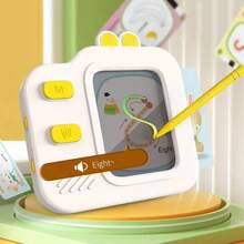 儿童绘画拼写学习机，双面卡片，适合3-6岁儿童的益智玩具，互动式字母、数字、单词、数学和音乐学习玩具 - 白色 - 查看 10