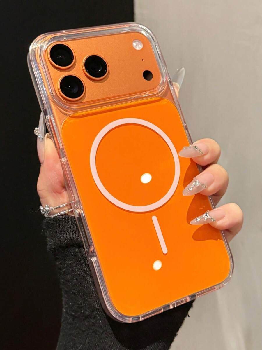 Acrylic Orange Phone Case Compatible With IPhone 17 Pro Max/17 Pro/17/16 Pro Max/16/16 Pro/16 Plus/11/15/15 Pro/15 Pro Max/12/13/14 Pro Max/12 Pro/12 Pro Max/13 Pro/13 Pro Max/7 Plus/14 Pro/14 Pro Max/14 Plus, Hard Shell, Anti-Yellowing, Minimalist Design
