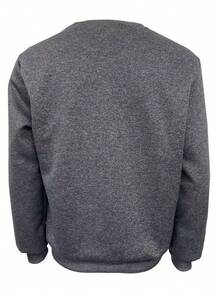 Men's Thermal Lined Pullover Sweatshirt, Casual Round Neck Sportswear, Outdoor Running Fitness Training Long Sleeve Hoodie, Autumn/Winter - Dark Grey - View 2