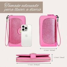 Cartera Mujer Pequeo con RFID Bloquea, Monedero Bifold para Tarjetas, Billetera de Piel Plegable con Bolsillo, Tarjetero Minimalista con Ventana de Identificacin para Chica Mujer - Rosa grande - Ver 4