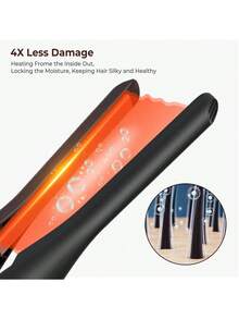 UKLISS 2-In-1 Mini Hair Styling Tool: 1/3 Inch Pencil Flat Iron (Straightener & Curler) - Portable Travel-Friendly, Adjustable Temp, Auto Shut-Off | For Women, Short Hair, Pixie Cut & Beard | Sleek Black Design With Copper Accents (Black & Gold) - View 6