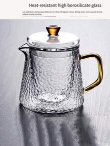 1PC Thickened Glass Flower Tea Pot, Gongfu Tea Pot With Hammered Pattern, Heat-Resistant Tea Pot For Office, Pouring Tea Pot, Water Boiling Pot. Convenient To Carry For Home, Hotel, Camping And Travel. It Is A Very Useful Product. - Multicolor - View 9