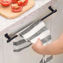 3/1pc Stainless Steel Cabinet Organizer Rack - Space-Saving Over-The-Door Storage Shelf For Kitchen And Bathroom, Rust-Resistant Design For Dish Towels, Towels And Cleaning Supplies, Kitchen Storage And Organization, Stylish Metal Finish - Multicolor - View 7