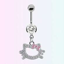 1件SANRIO Hello Kitty肚脐环 - Y2K时尚合金肚脐饰品，饰有粉色水晶 - 时尚女士身体穿刺配饰 - 理想的生日和情人节礼物，SANRIO - 彩色 - 查看 12