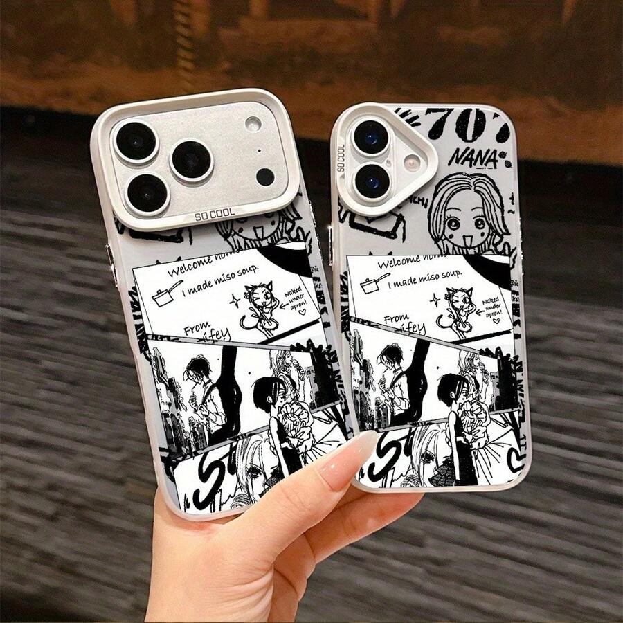 Funda de Teléfono de Personaje de Cómic Súper Linda N-Nana, Compatible con los Modelos  17, 16E, 16, 15, 14, 13, 12, 11 Mini, Pro, Max, Air, X, XR, XSMAX, 8 y 7 Plus, Hecha de Material Mate para Protección contra Caídas y Viene con una Correa de Mano Desmontable - Colores mezclados - Ver 1