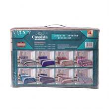 Casaisla Home Collection Juego de Edredón Reversible 4 Piezas con Sábana de Cajón y Fundas de Almohada (Matrimonial y King Size) Seleccione Tamaño y Diseño - azul real - Ver 5