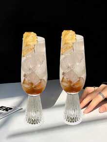 1pc Ins-Style High-Quality Glass Cup, Creative Niche Design Stemware, Suitable For Beverages, Sparkling Water, Fruit Juice At Home, Restaurant, Living Room, Gift