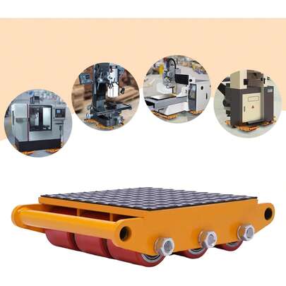 Transportador de maquinaria, patín de 15 toneladas con tapete antideslizante, plataforma rodante de alta resistencia de 14.96 kg para equipos de movimiento industrial con tapa giratoria de 360° y 9 rodillos para almacén y fábrica.