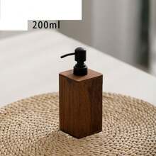 1pc Vintage Wooden Soap Dispenser, Solid Wood Frame With Black Pump, 7oz/17oz Refillable For Hand Soap, Lotion, Dish Soap In Bathroom & Kitchen - Rust Brown - View 4