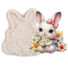 Easter Rabbit Silicone Cake Mold Adorable Bunny Shaped Baking Molding Tool For Chocolate Candy Pastry DIY Decorating - Beige - View 2