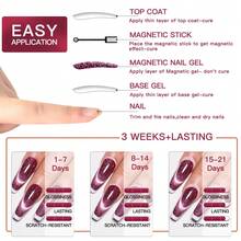 MEET ACROSS 1瓶7毫升红色闪粉猫眼凝胶指甲油，闪亮红色火焰磁性半永久可卸UV LED凝胶指甲油美甲DIY，适用于沙龙和家庭美甲用品 - 紅色 - 查看 8