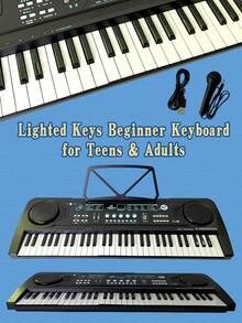 61-Key Portable Digital Piano With Microphone And USB Interface - Built-In Songs, Recording And Playback Functions, Adjustable Volume Digital Instrument - Suitable For Beginners, Teenagers And Adults 14+ As Entry-Level Piano Practice, Includes Stand And Instructional Features.