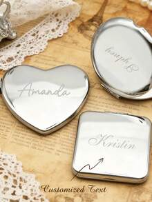 个性化刻字银色迷你化妆镜，可刻字，定制口袋镜，伴娘礼物，生日圣诞礼物，伴娘感谢礼物，新娘结婚礼物，永恒的爱 - 多色-銀 - 查看 7