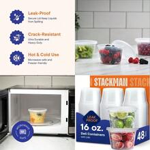 R's Stack Man [48 juegos - Contenedores desechables de plástico de 16 onzas con tapas herméticas - 946,35 ml - Ver 5