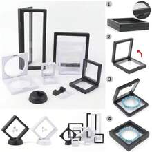 10pcs Black Transparent 3D Floating Jewelry Organizer, Suitable For Women's Jewelry Storage, Jewelry Exhibition Boxes, Valentine's Day Decoration, Home Decor, Bracelet Holder, Made Of PE Film And Acrylic, Waterproof, Dustproof, Anti-Oxidation, Anti-Shock, Multi-Functional Storage And Display Box For Commemorative Coins, Medals, Jewelry, Fossils, Rocks, Etc. - 10pcs - View 11