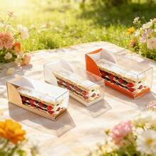 10 Pack White/Orange/Brown Cardboard Gift Boxes With Window Lids - Small Rectangle Paper Boxes, Pre-Cut Slot For Jewelry, Trinket & Accessory Packaging (Easy Assembly, Bulk Pack For Retail, Parties, Weddings) - Multicolor - View 1