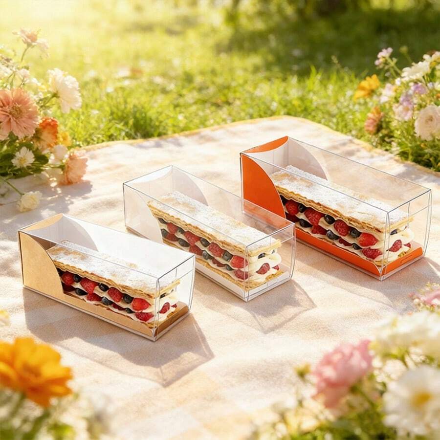 10 Pack White/Orange/Brown Cardboard Gift Boxes With Window Lids - Small Rectangle Paper Boxes, Pre-Cut Slot For Jewelry, Trinket & Accessory Packaging (Easy Assembly, Bulk Pack For Retail, Parties, Weddings) - Multicolor - View 1