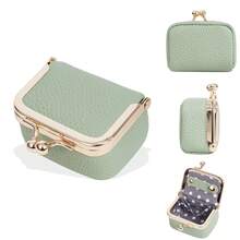Mini Jewelry Box, Portable Vintage-Inspired Genuine Leather Coin Purse Jewelry Case With Kiss Lock, Mini Travel Ring Box For Women For Earring/Ring/Necklace/Bracelet - Multicolor - View 10