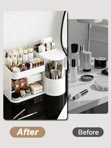Rotating Makeup Organizer, 2 Tier Face Mask Skincare Organizers And Storage For Bathroom Countertop, Counter Cosmetic Holder For Dresser, Multi-Grid Storage With Brush Holder, Large Capacity Storage, White Bathroom Counter Organizer, Jewelry Organizer, Nail Polish Organizer, Pantry Organizers, Drawer Organizers, Snack Containers, Bathroom Organizer, Bath Toy Storage, Bathroom Decor, Bathroom Stuff Shower Curtain, Skincare Cream Perfume Lipstick Dresser Counter, Valentines Gift - 白色 - 查看 8