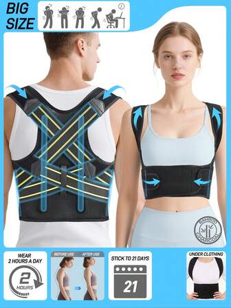Posture Corrector For Men And Women, Back Straightener, Adjustable Upper Back Brace, Invisible Shoulder Brace Hunchback Corrector Brace Muscle Memory Support Straightener