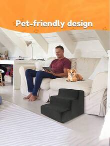 3-Tier Pet Climbing Ladder, Includes Sofa Step, Bedside Step, Cat Climbing Ladder, Dog Climbing Ladder, Foldable Anti-Slip, Serves Training And Play, Detachable Steps For Easy Cleaning