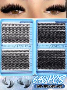 CMAYOME 640/200pcs D-Curl Individual False Eyelashes Set, Includes Adhesive, Sealing Glue, Eyelash Brush, Tweezers, DIY Eyelash Extension Kit, False Lashes + Eyelash Extension Glue + Tweezers + Eyeshadow Brush, Beginner Friendly, Soft & Natural, Thick & Fluffy, Lightweight & Comfortable, Mixed Styles, Large Capacity Segmented False Eyelashes, Suitable For Daily, Evening, Outdoor, Wedding And Other Occasions DIY Eyelash Extension Kit - Multicolor - View 19