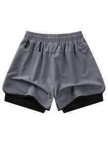 Women's Quick-Drying Yoga Shorts - Training Sports Shorts, Women's Stretch Fitness Pants Summer - Grey - View 7