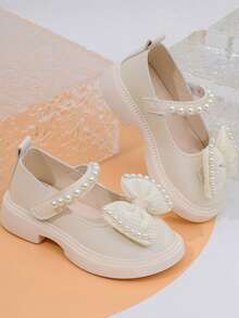 Giày bệt mới năm 2026, 1 đôi giày da dễ thương và thời trang cho bé gái, chống trơn trượt và chống mài mòn, thoáng khí, giày tập đi nhẹ và mềm mại cho trẻ nhỏ, giày công chúa kiểu dáng đi học. - Màu be - Xem 3