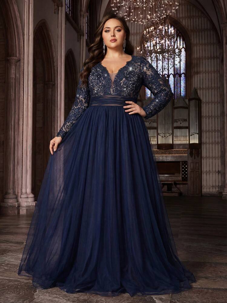 evening engagement dresses Women Elegant Plus Size Sequin Applique Formal Wedding Maxi Spring Summer Lace Prom Cocktail Party Gowns Gala Banquet Dress Wedding Size:7.6'' Hole Center Hourglass Body Dresses\ Azazie Jessamine this dress effortlessly blends