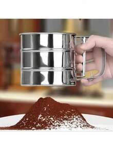 Hand-Held Small Flour Sieve Baking Utensils Stainless Steel Handheld Flour Sieve Cup Powder Sieve - Silver - View 1