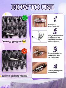 280pcs Cluster False Eyelashes Single Lash Extensions, D-Curl, 9-16mm DIY Lash Clusters, 10D 20D 30D Waterproof False Eyelashes, Ultra Voluminous, Enlarge Eyes, Easily Create A Natural Eye Makeup Look, Reusable - Mauve Purple - View 11